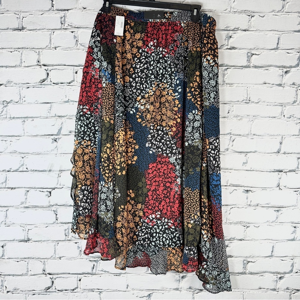 Maurices Floral Patchwork Maxi Skirt 4X Multicolor Faux Wrap Boho Western - Picture 2 of 11